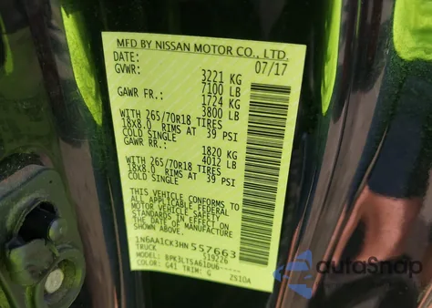 2017 Nissan Titan Sv from USA, damaged, VIN 1N6AA1CK3HN557663